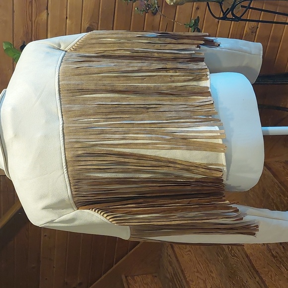 Saints & Hearts Faux suede leather fringe cropped jacket L Western - Picture 6 of 8